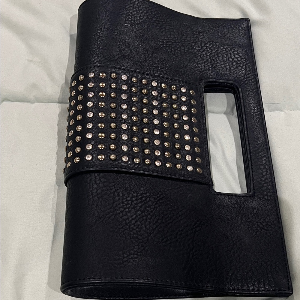 Charming Charlie Black Clutch with Silver Studs